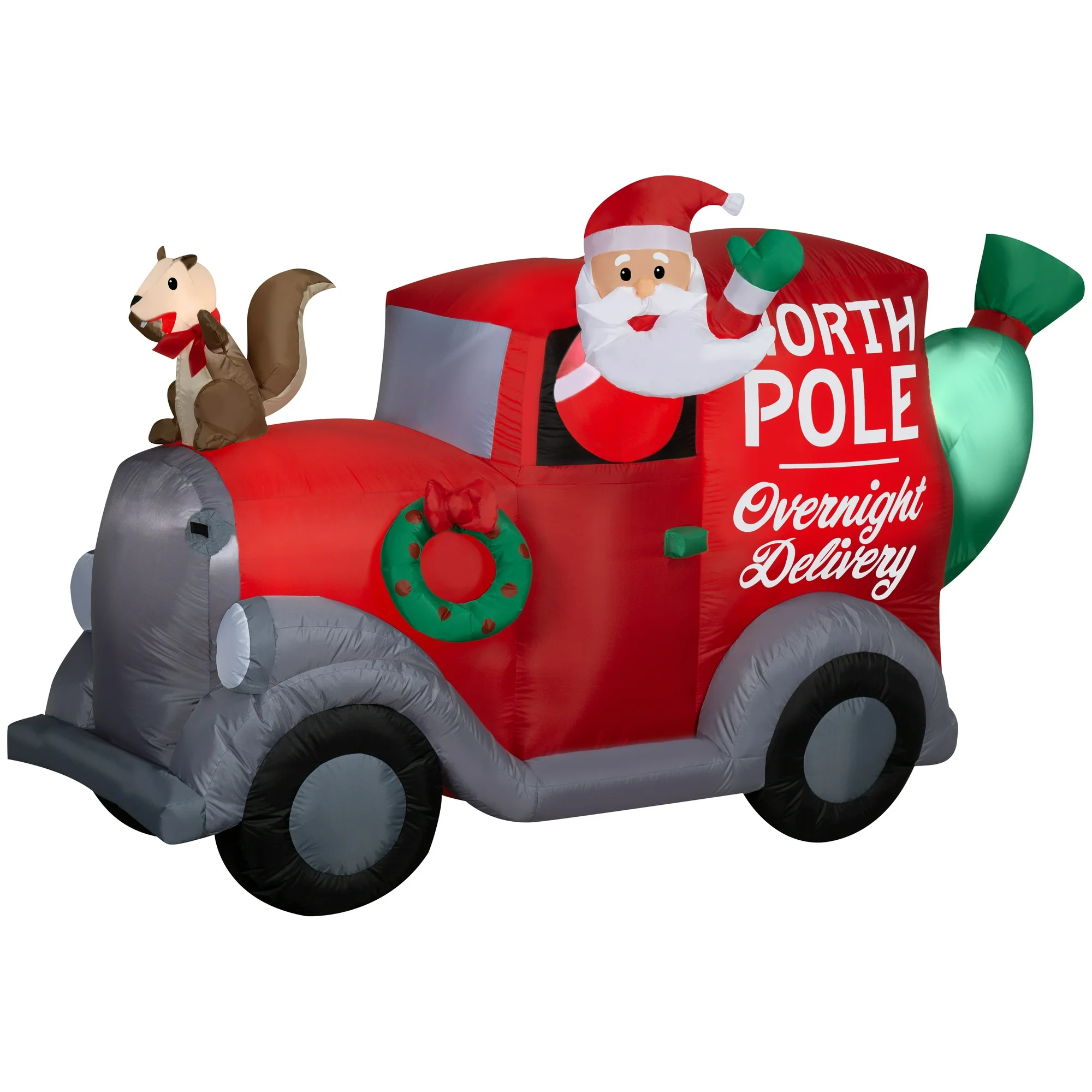 Decoración inflable navideña del camión de reparto rojo de Santa Claus de 7,5 pies -Holiday Time - Imagen 6