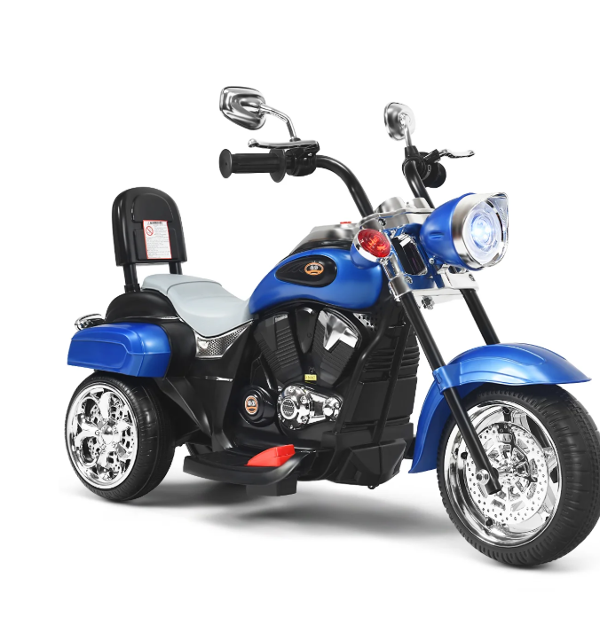 Motocicleta chopper electrica para niños color azul