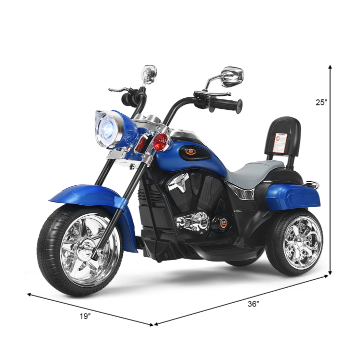 Motocicleta chopper electrica para niños color azul - Imagen 3