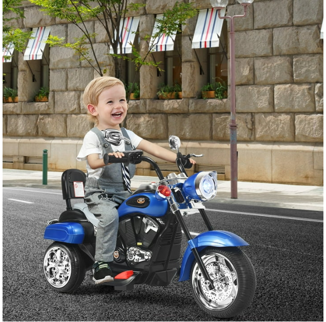 Motocicleta chopper electrica para niños color azul - Imagen 5