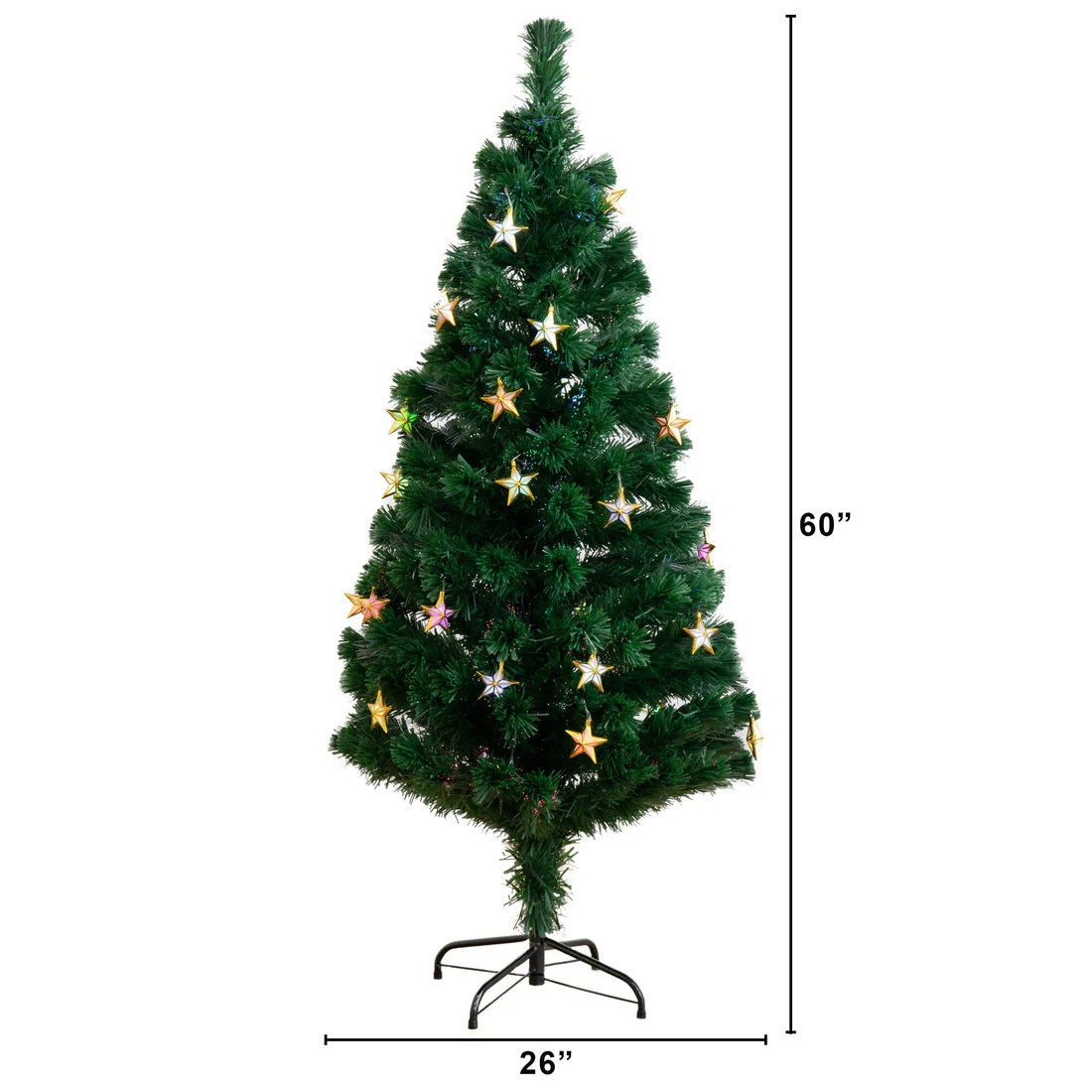 Árbol de navidad preiluminado de fibra óptica de 5 pies – NearlyNatural - Imagen 3